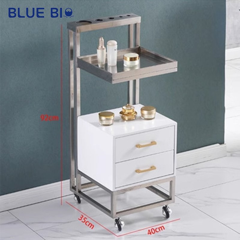 Beauty Barber Shop Modern Rolling Salon Cart Lockable Hair Salon Trolley Facial Spa Beauty Trolleys Stool Storage Cabinet