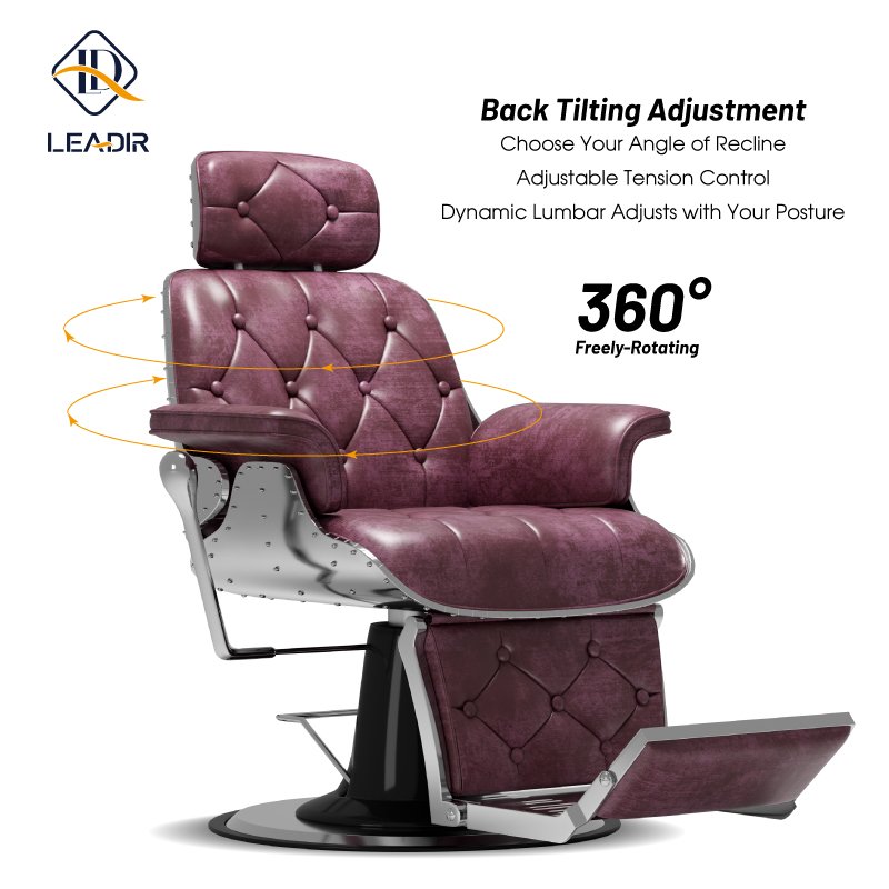 Salon Furniture Antique Style Red Silver Barber Shop Hair Styling Chair Salon Barber Chair For Sale