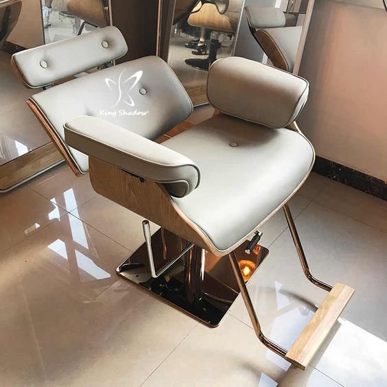 Simple wooden barber chair adjustable salon shop furniture