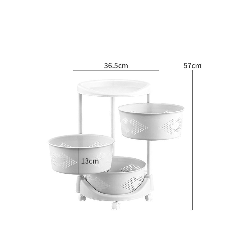 Hot Selling White Round 4 Tier Storage Salon Trolley Plastic Rotating Kitchen Food Organization Rolling cart