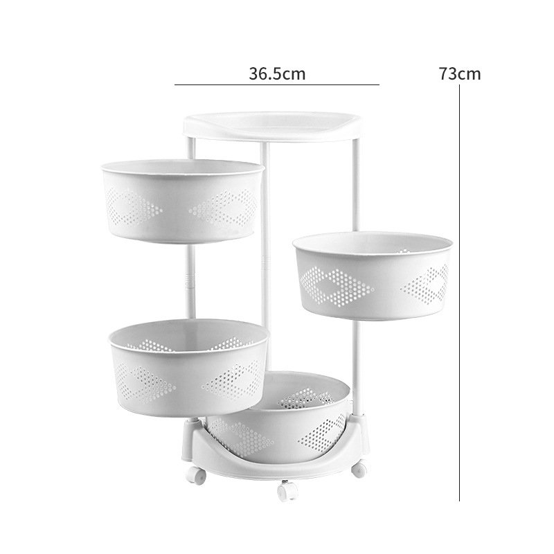 Hot Selling White Round 4 Tier Storage Salon Trolley Plastic Rotating Kitchen Food Organization Rolling cart