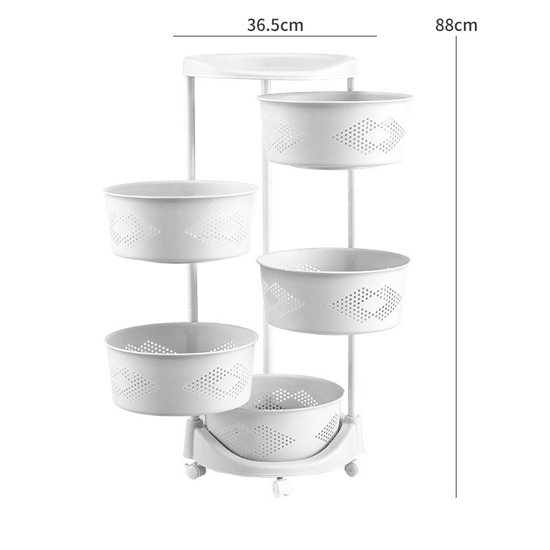 Hot Selling White Round 4 Tier Storage Salon Trolley Plastic Rotating Kitchen Food Organization Rolling cart