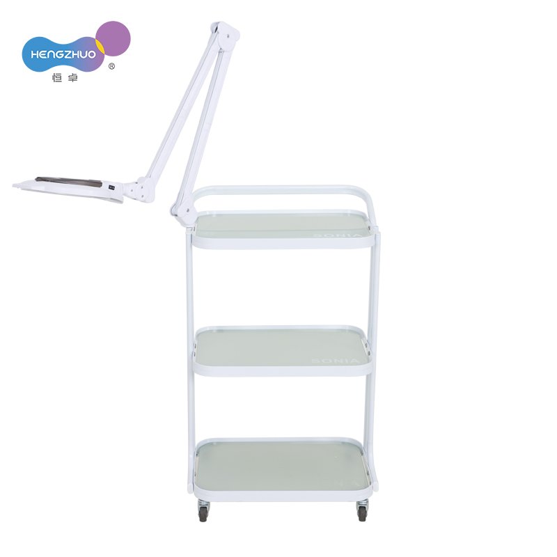 Beauty Salon Trolley Roll Cart Glass Low Price Wholesale Durable 3 Layer Move with 4 Wheels Salon Furniture White Modern 14KG