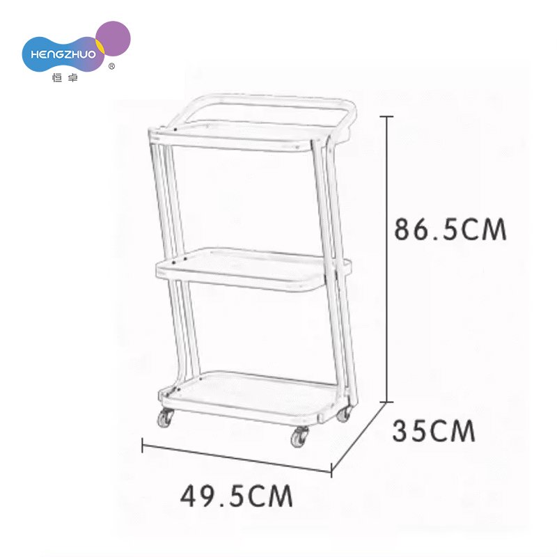 Beauty Salon Trolley Roll Cart Glass Low Price Wholesale Durable 3 Layer Move with 4 Wheels Salon Furniture White Modern 14KG