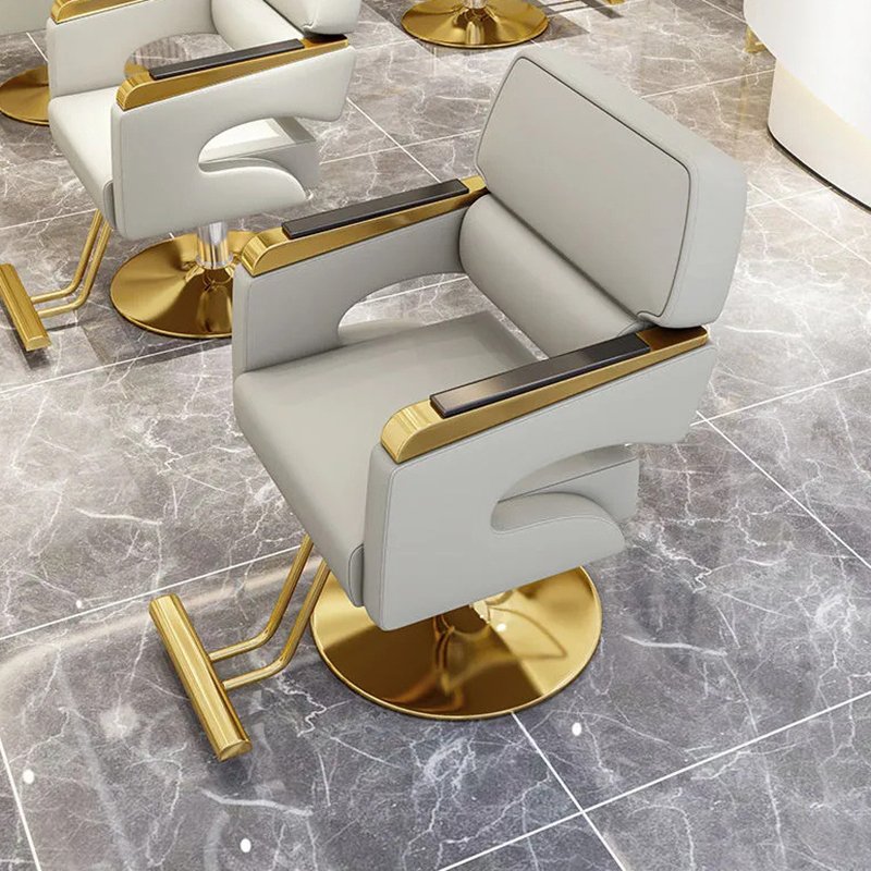 High-end Hair Salon Furniture Armchair Can Rotate And Lift Stainless Steel Black Metal Men's Barber Seat Chair
