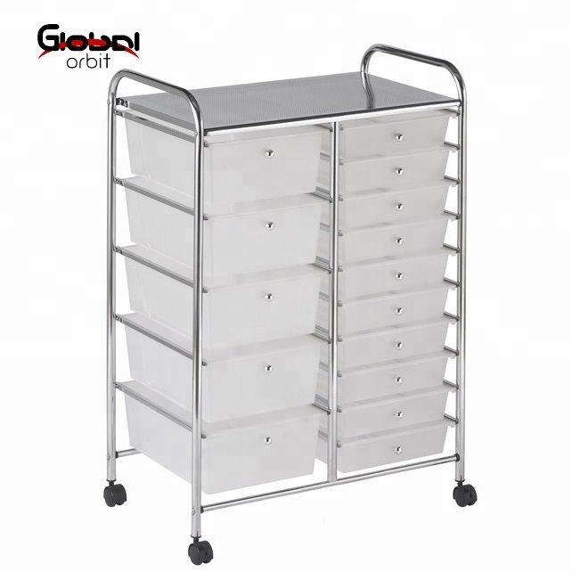 15 Drawer Storage Trolley Mobile Plastic Trolley for Beauty Salon Portable Organizer Storage Organization Trolley Spa