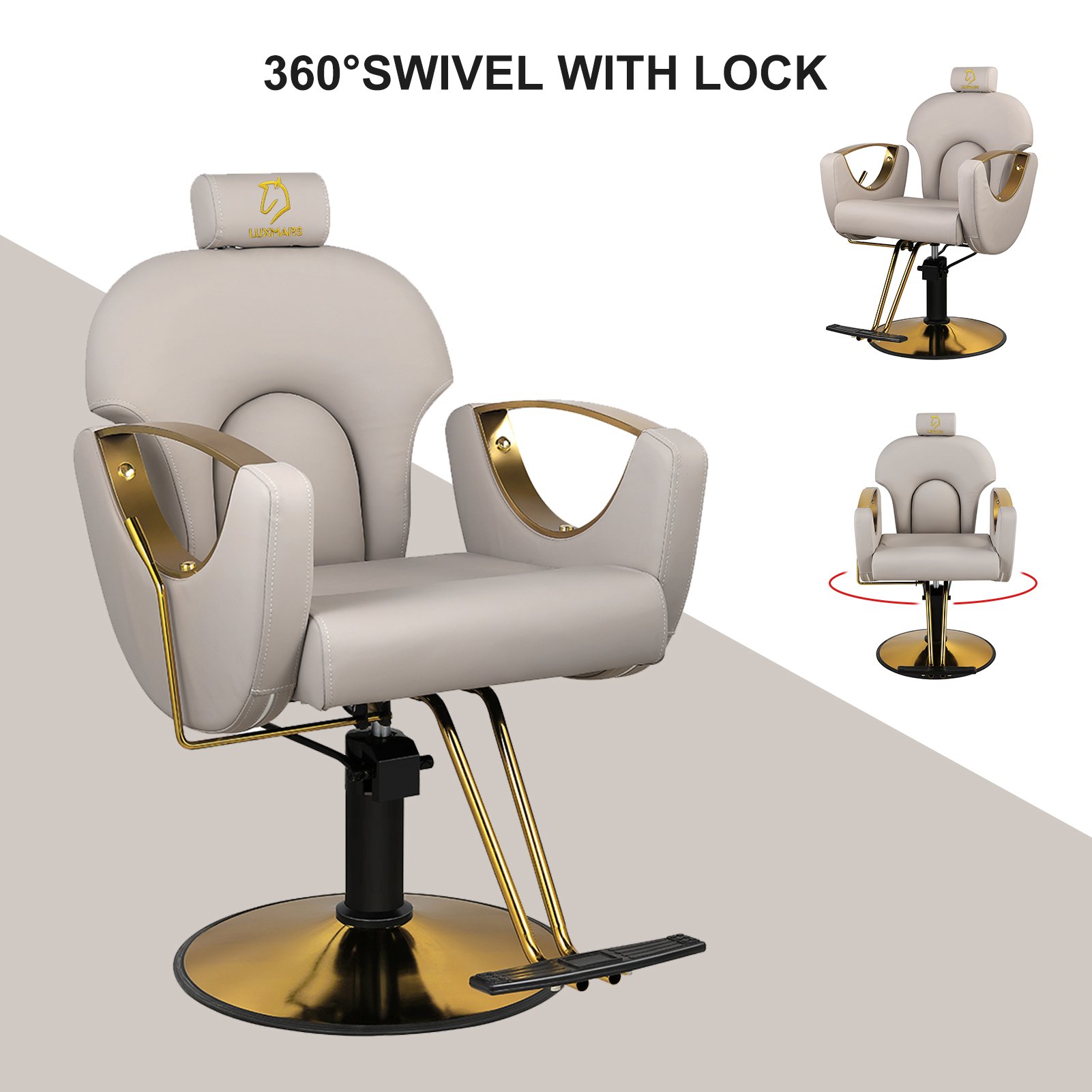 Executive Men's Barber Chair with Headrest and Lumbar Support
