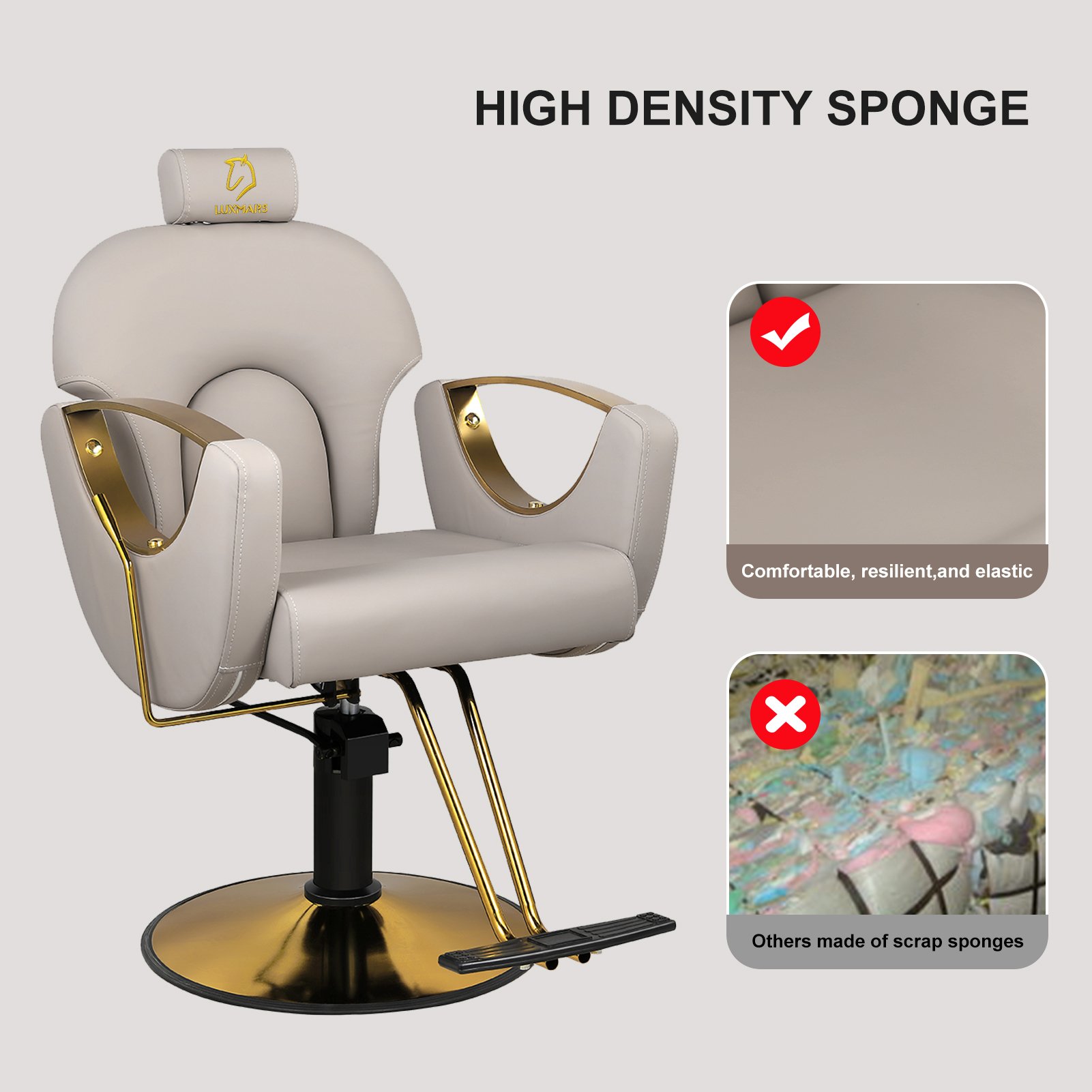 Executive Men's Barber Chair with Headrest and Lumbar Support