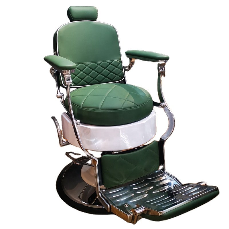 Green Fashion Wholesale Hydraulic Reclining Barber Chair Hairdressing Chair Salon Furniture Hairdressing Equipment Metal Steel