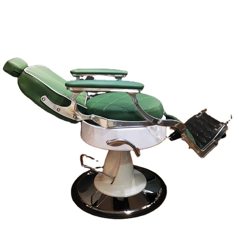Green Fashion Wholesale Hydraulic Reclining Barber Chair Hairdressing Chair Salon Furniture Hairdressing Equipment Metal Steel
