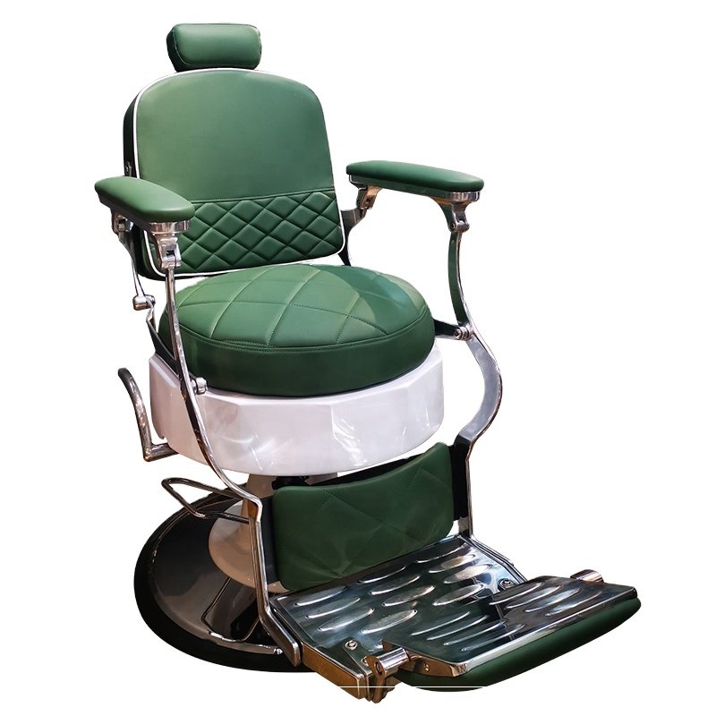 Green Fashion Wholesale Hydraulic Reclining Barber Chair Hairdressing Chair Salon Furniture Hairdressing Equipment Metal Steel