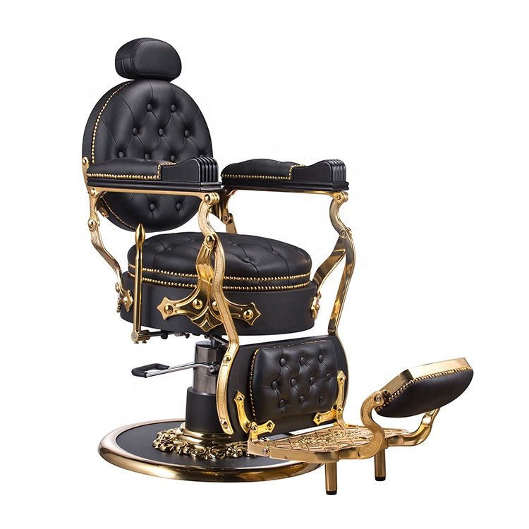 Hairdressing Styling Chair Black And Gold Salon Barber Chair For Sale Barbershop Chair