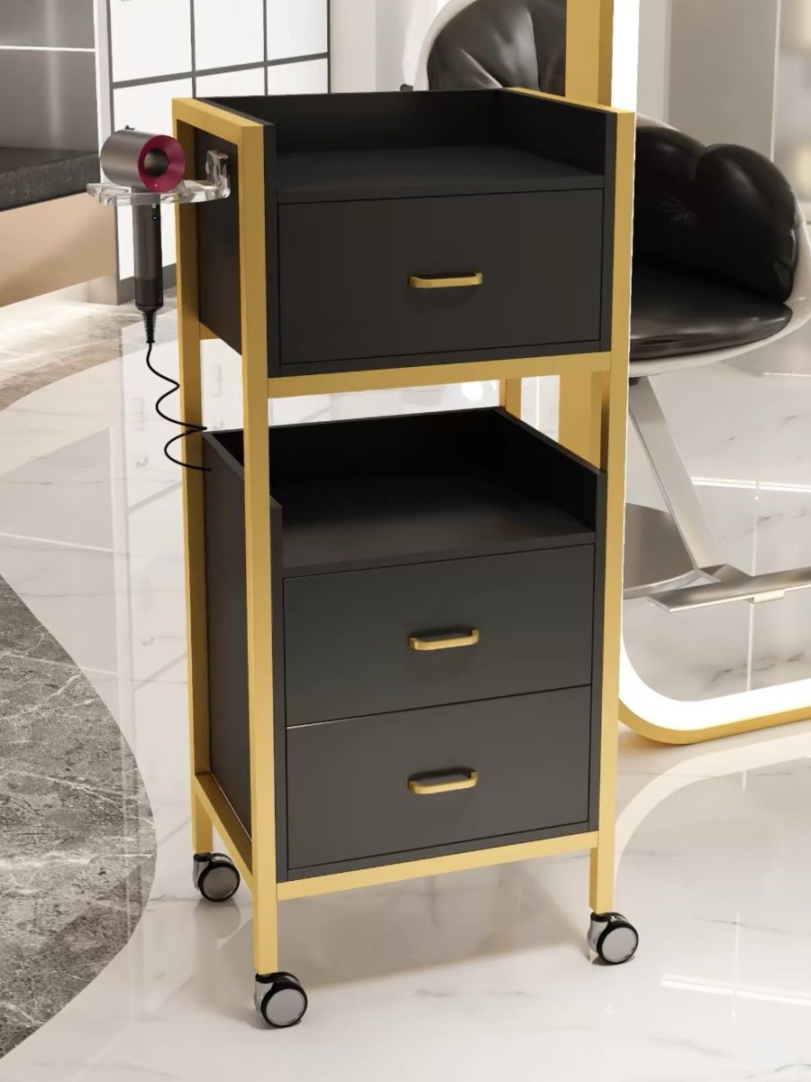 New Style More Design Barber Sop Furniture Stainless Steel Styling Tool Beauty Hair Salon Side Trolley with wheels and Drawers
