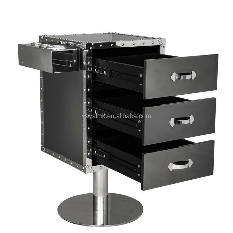 Beauty Salon Trolley Storage Cart Hair Dryer Holder Styling Equiment With Lockable Rolling Wheels