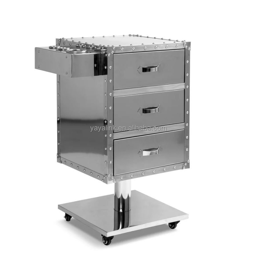 Beauty Salon Trolley Storage Cart Hair Dryer Holder Styling Equiment With Lockable Rolling Wheels
