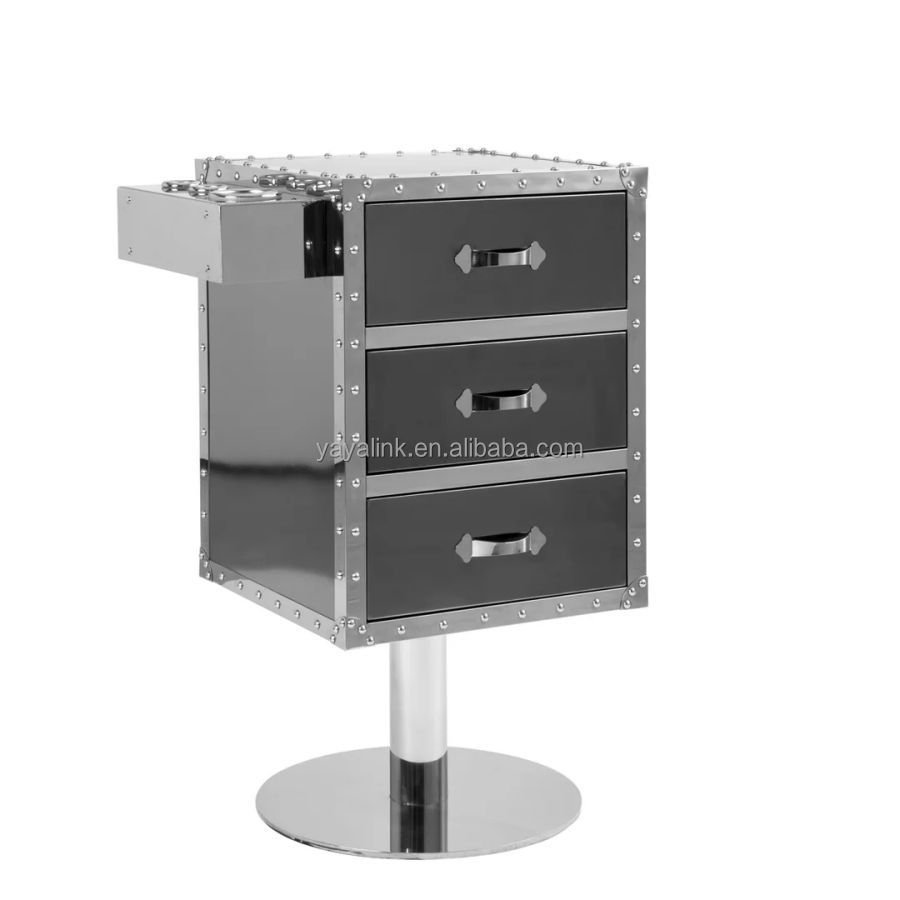 Beauty Salon Trolley Storage Cart Hair Dryer Holder Styling Equiment With Lockable Rolling Wheels