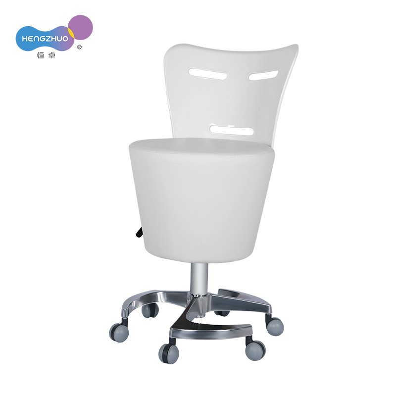 Beauty Salon Furniture Stool Hair Salon Styling Chair with Rolling Wheel Barber Chair Height Synthetic Leather White and Brown