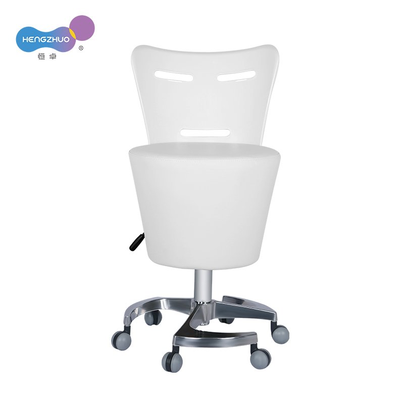 Beauty Salon Furniture Stool Hair Salon Styling Chair with Rolling Wheel Barber Chair Height Synthetic Leather White and Brown