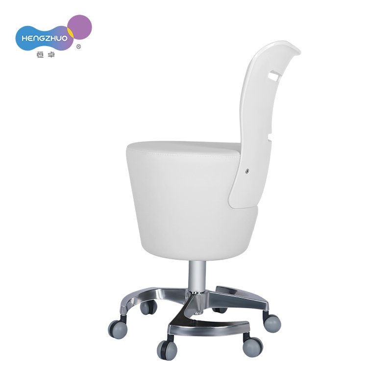 Beauty Salon Furniture Stool Hair Salon Styling Chair with Rolling Wheel Barber Chair Height Synthetic Leather White and Brown