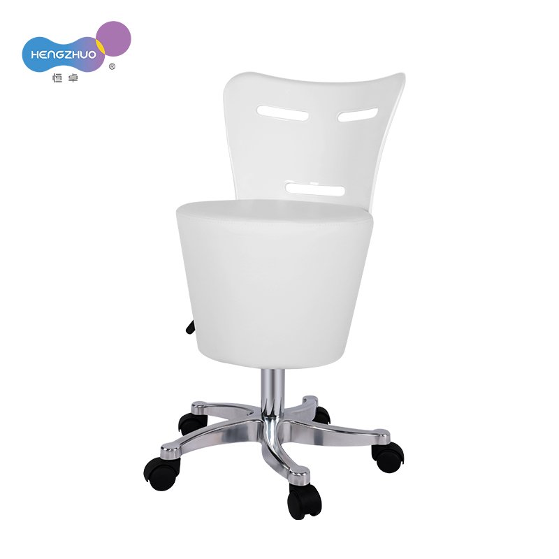 Beauty Salon Furniture Stool Hair Salon Styling Chair with Rolling Wheel Barber Chair Height Synthetic Leather White and Brown