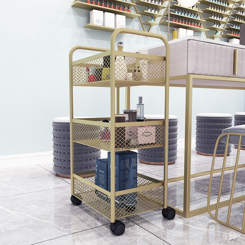 Hot Sale New Simple Make Up Beauty Metal Gold Manicure Pedicure Rolling Hand Cart Salon Drawer Beauty Trolley