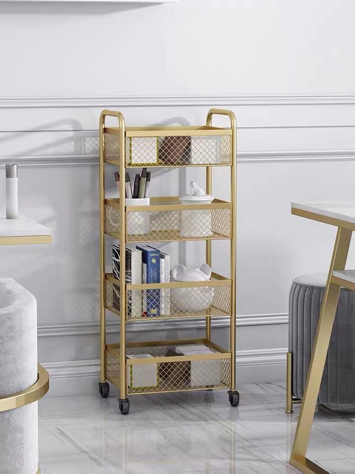 Hot Sale New Simple Make Up Beauty Metal Gold Manicure Pedicure Rolling Hand Cart Salon Drawer Beauty Trolley