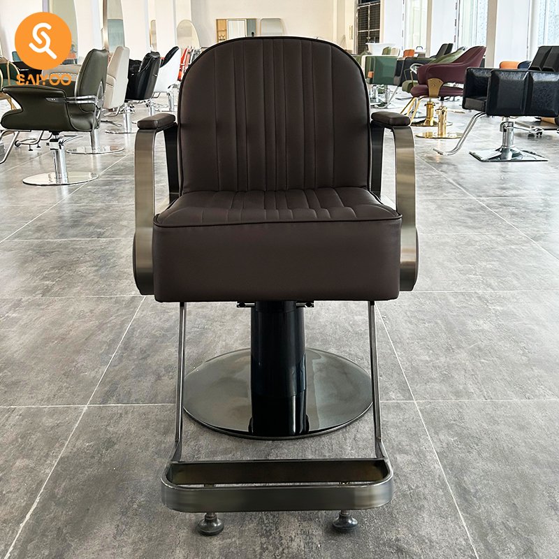 Takara Belmont Barber Chair with Metal Handrails Rotating Salon Hair Cutting Chair