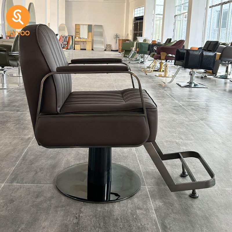 Takara Belmont Barber Chair with Metal Handrails Rotating Salon Hair Cutting Chair