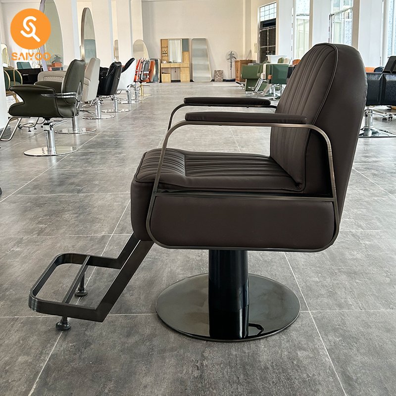 Takara Belmont Barber Chair with Metal Handrails Rotating Salon Hair Cutting Chair