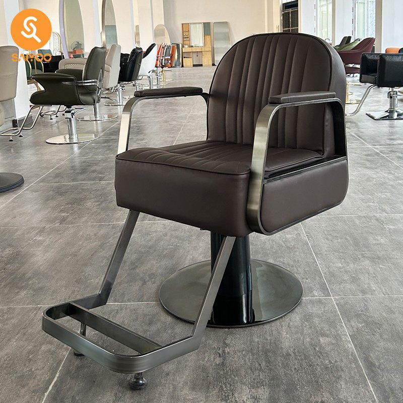 Takara Belmont Barber Chair with Metal Handrails Rotating Salon Hair Cutting Chair