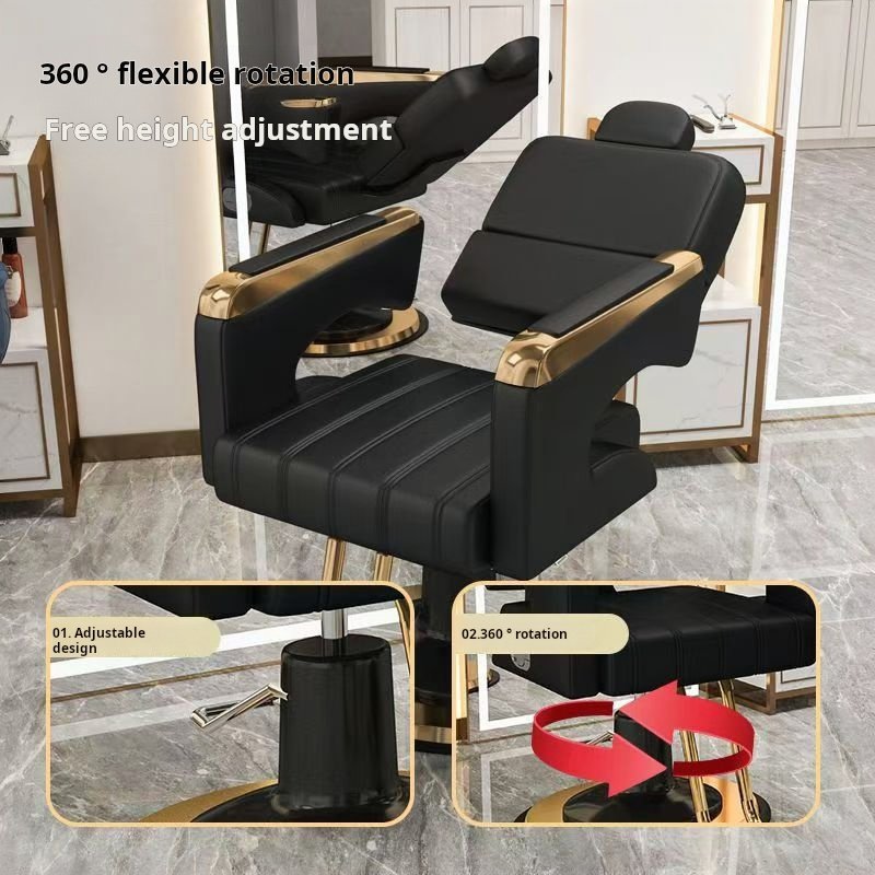 BERSEN New Hair Barbershop Salon Perm Hair Chair Salon Barber Chair Adjustable Rotary Lift Half Chaise Chair