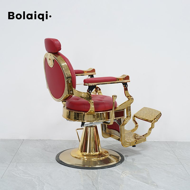 BOLAIQI Professional Hot Sale Red And Gold Barber Chairs Popular Aluminum Foldable Barber Chair