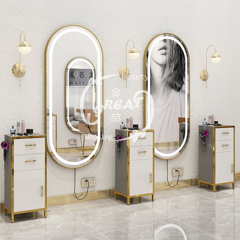 Great Foshan Factory Wholesale Cheap Gold Wood Salon Working Trolley