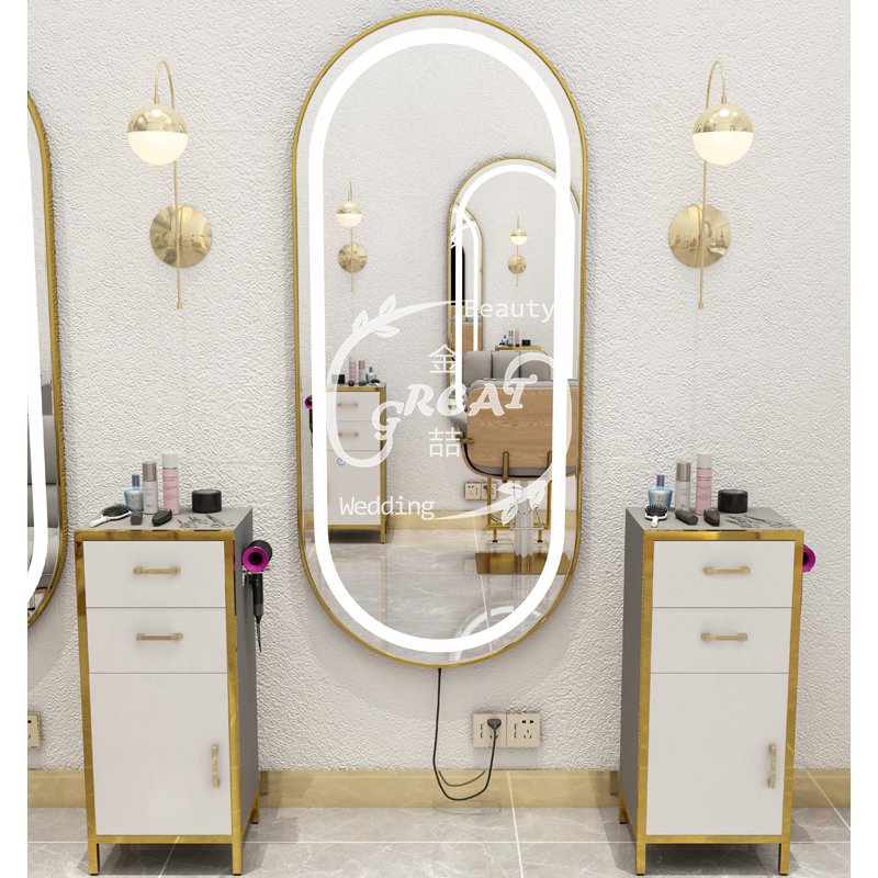 Great Foshan Factory Wholesale Cheap Gold Wood Salon Working Trolley