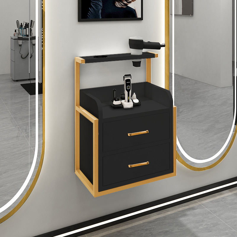 Beauty SPA Hair Salon Gold Drawers Salon Wall Mounted Cabinet