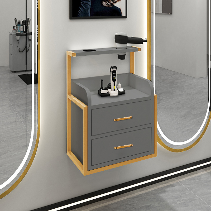 Beauty SPA Hair Salon Gold Drawers Salon Wall Mounted Cabinet