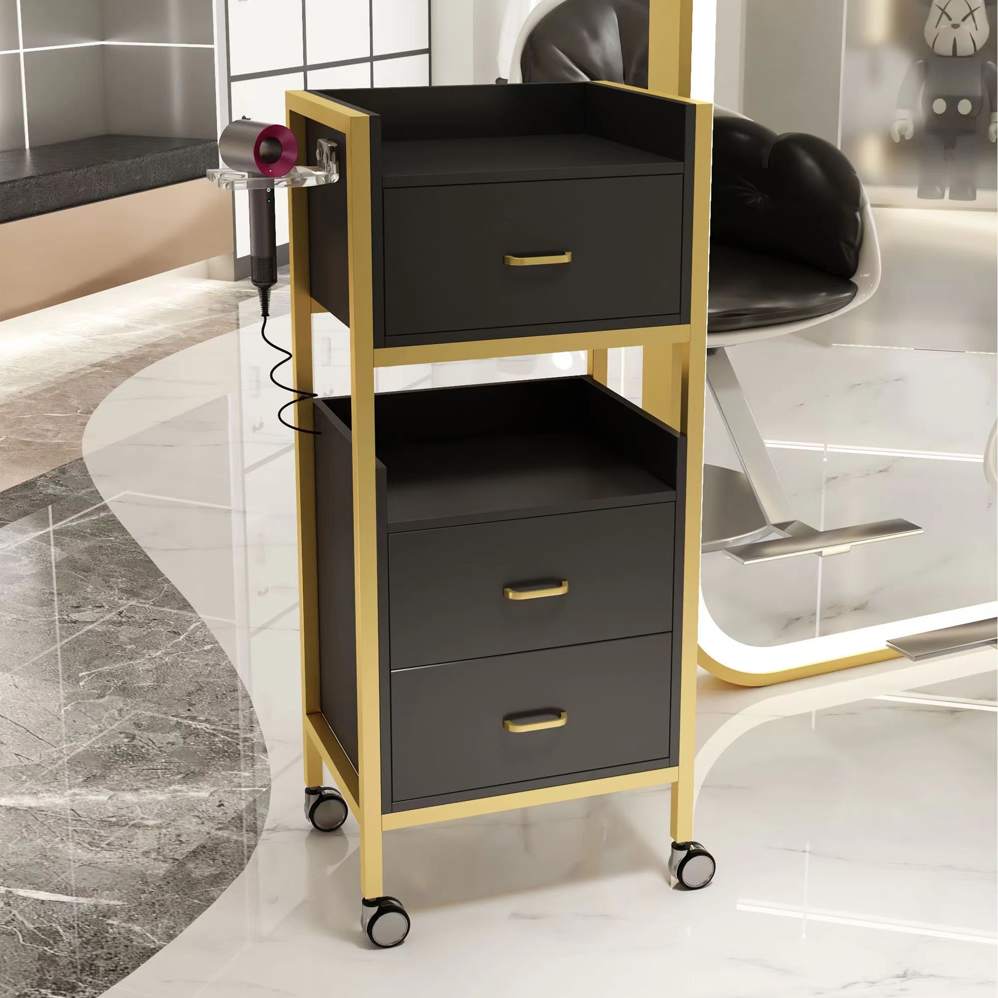 Factory Direct Barber Shop Cabinet Tool Table Hairdresser Special Shelf Hairdressing Floor Mirror Table Cabinet