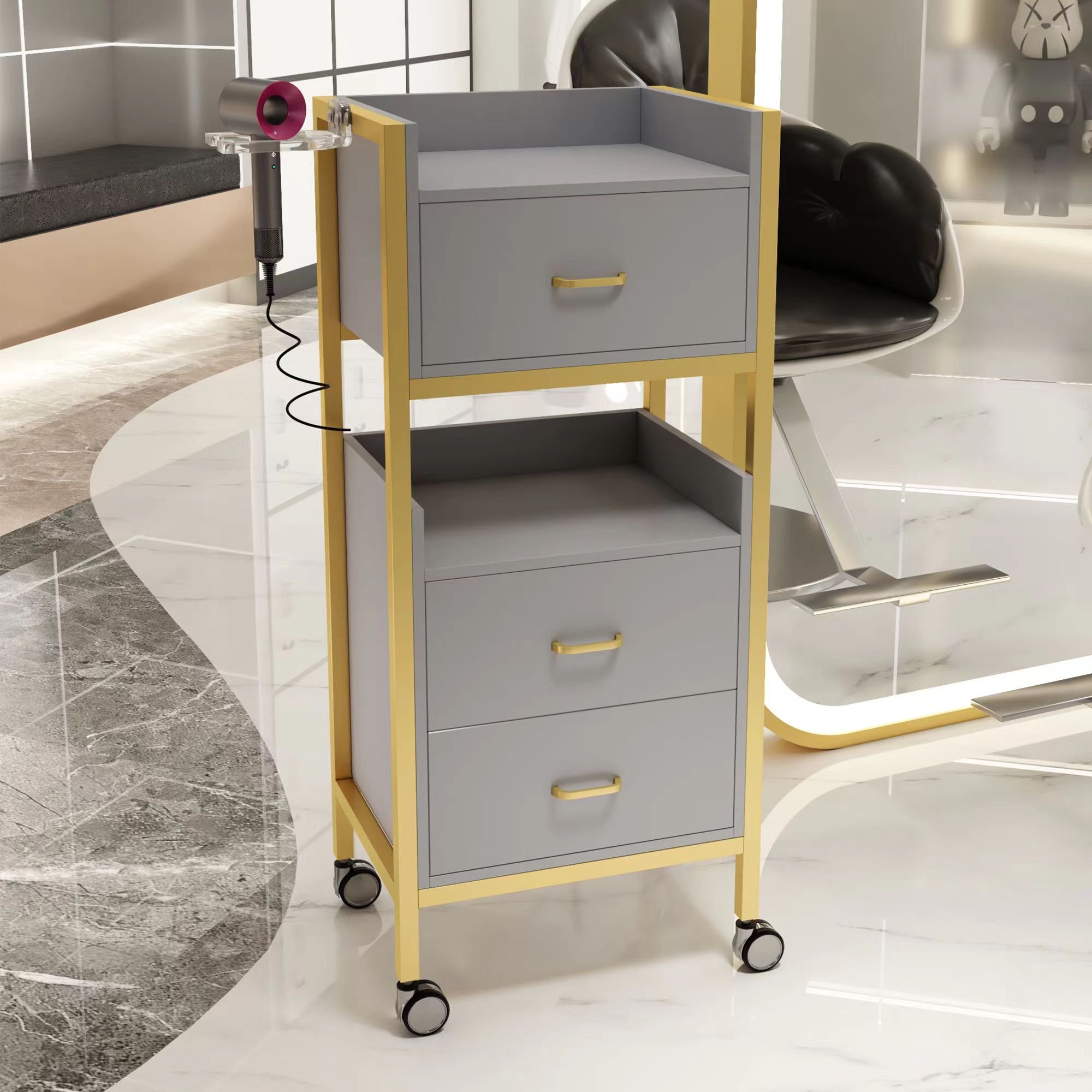 Factory Direct Barber Shop Cabinet Tool Table Hairdresser Special Shelf Hairdressing Floor Mirror Table Cabinet
