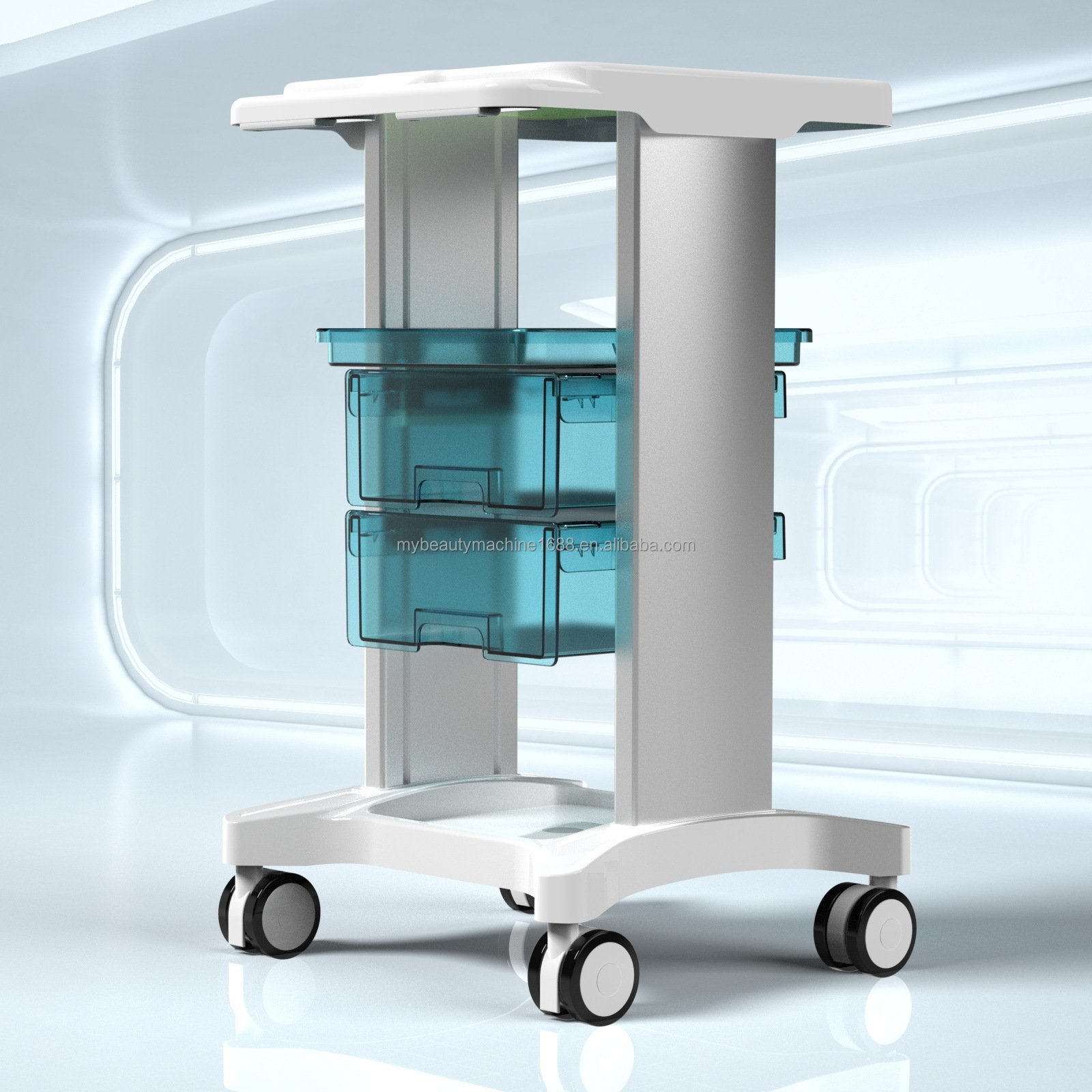 Multifunctional Double Drawer Mobile Beauty Instrument Cart for Beauty Salon