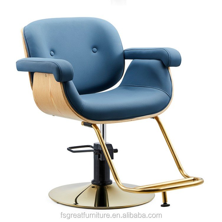 Barber Chair Set Hairdressing Barber Furniture Package Salon Chair Gold Luxury Metal Stainless Steel Beauty Salon