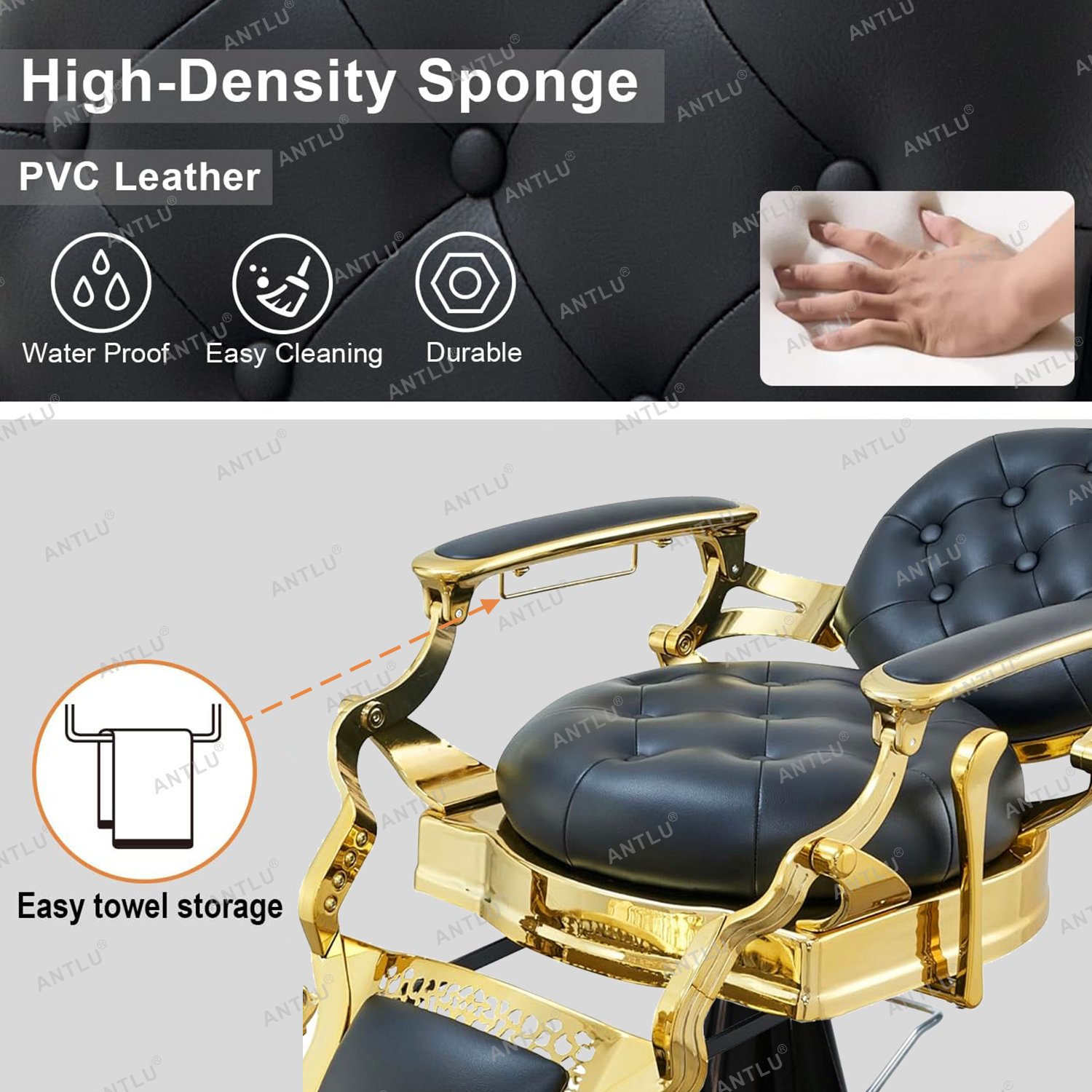 Luxury metal Barber Chair Retro Gold salon furniture haircutting barber chairs Men's vintage hairdressing salon chairs