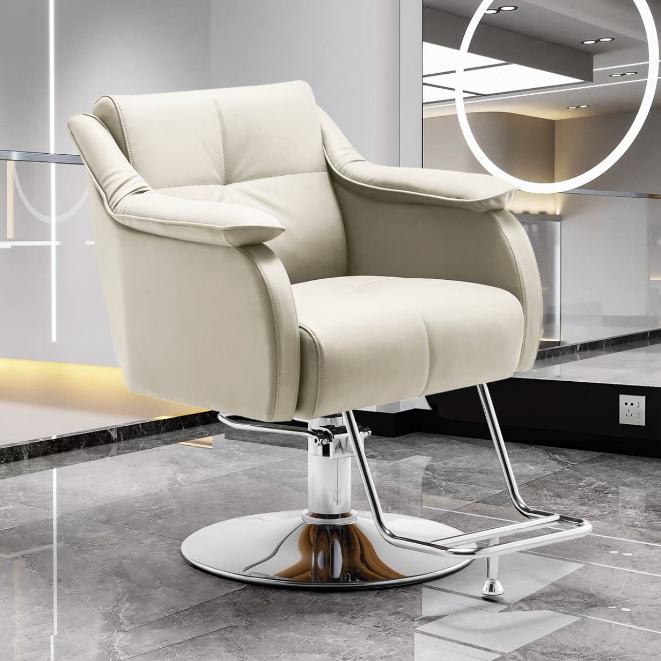 Modern Vintage Style Salon Furniture Leather Lifting Hairdressing Chair for Beauty and Barber Shops on Sale
