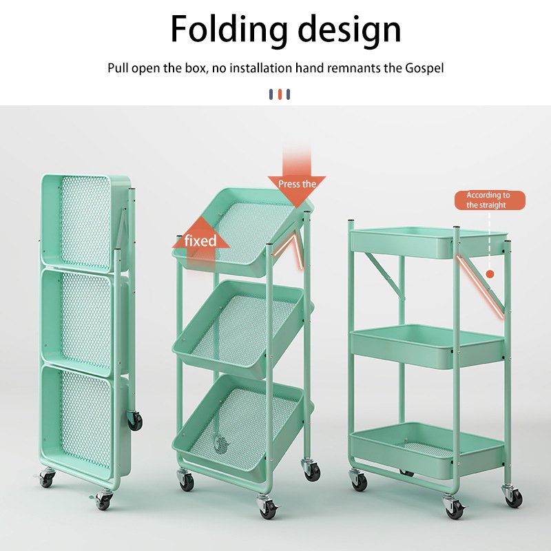 3 Tier Fruits And Vegetables Mesh Trolley Storage Cart Baskets For The Kitchen
