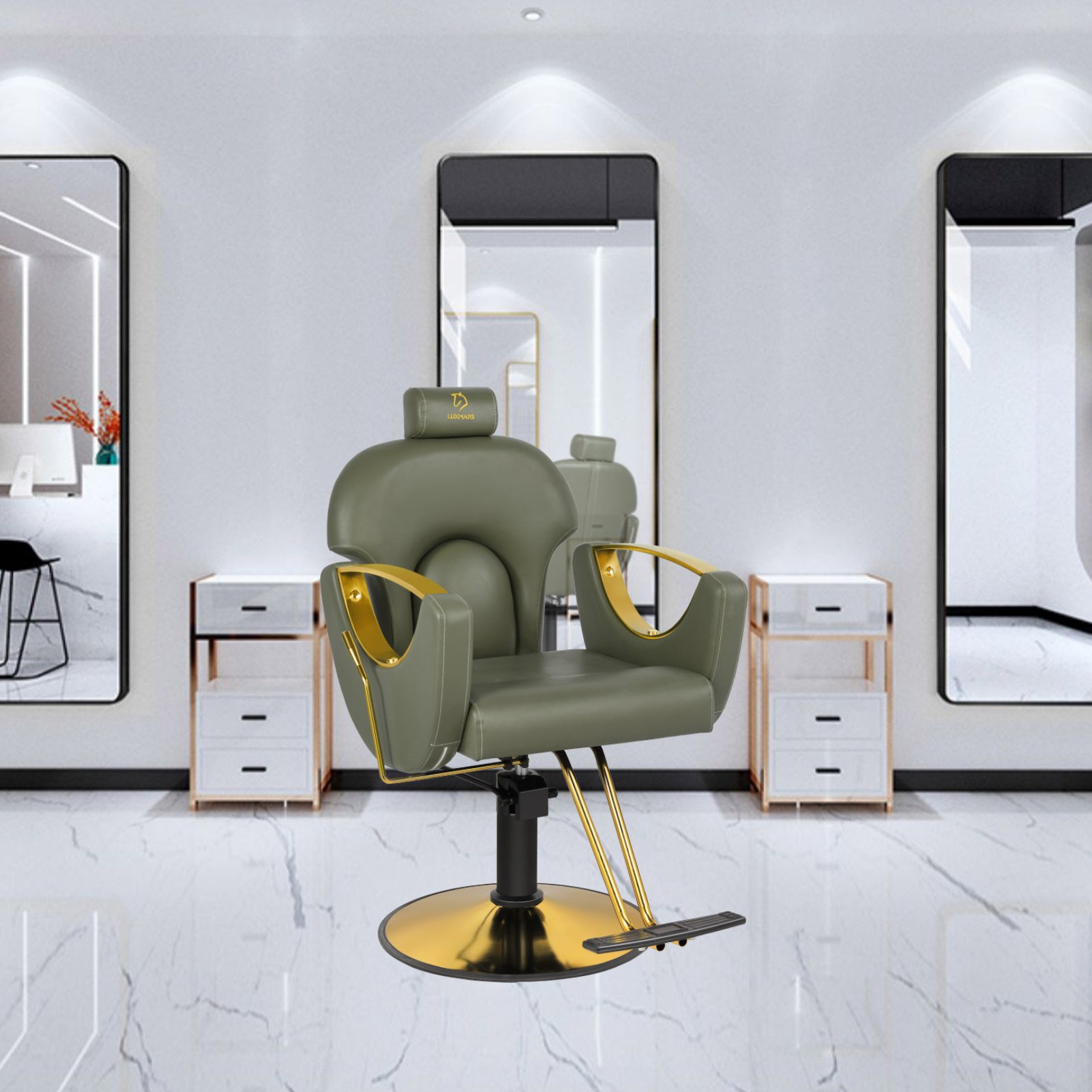 Stylish Reclining Salon Barber Chair barber chairs with Vintage Design and Modern Comfort