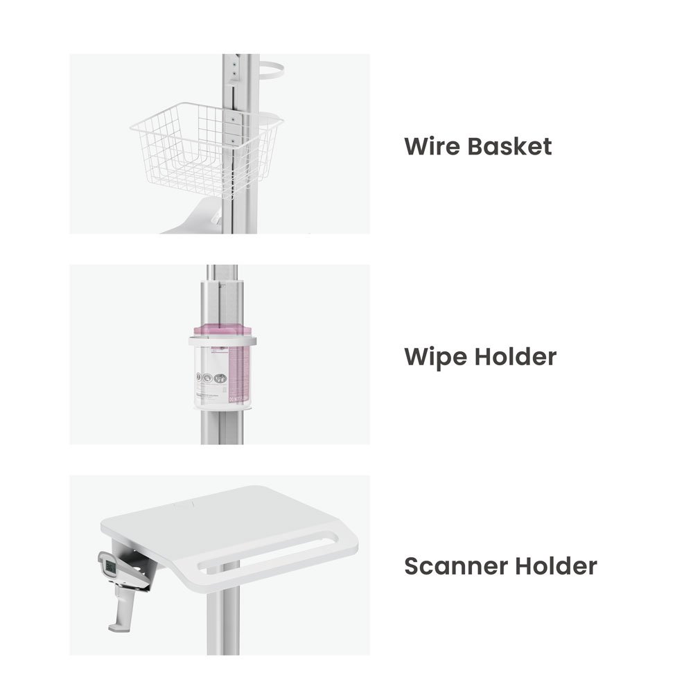 Medical Cart Mobile Height Adjustable Multi-Storage Modular Rolling Hospital Trolley On Wheels With Anti-Theft Laptop Holder