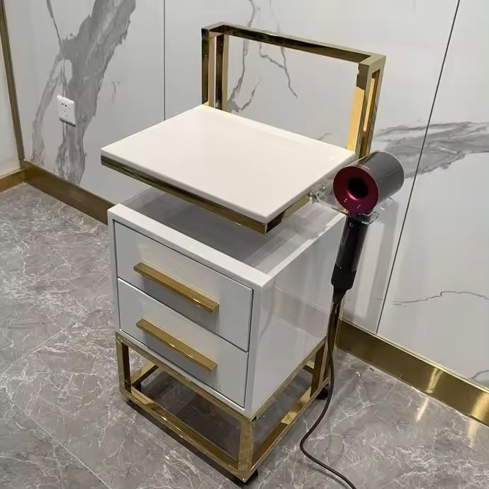 Free Sample Barber Sop Furniture Stainless Steel Styling Salon Tool Beauty Hair Salon Side Trolley with wheels and Drawers