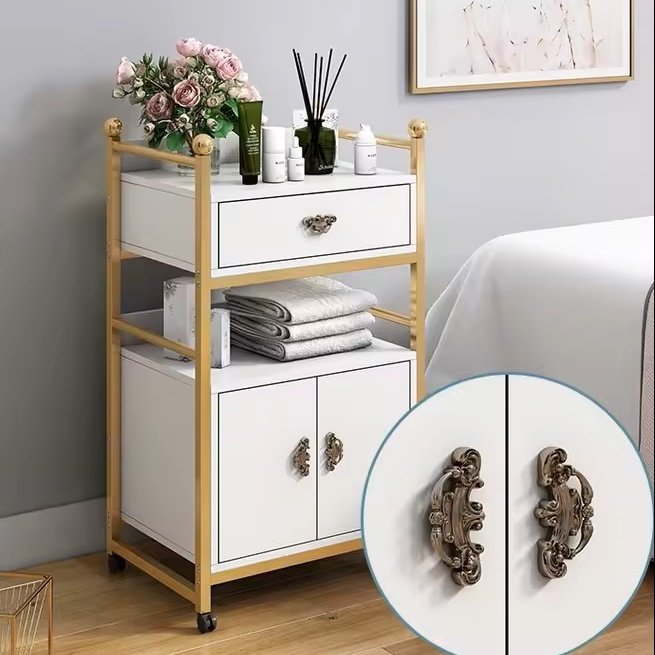 Free Sample Barber Sop Furniture Stainless Steel Styling Salon Tool Beauty Hair Salon Side Trolley with wheels and Drawers