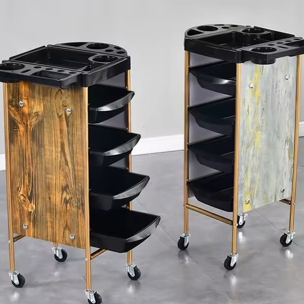Free Sample Barber Sop Furniture Stainless Steel Styling Salon Tool Beauty Hair Salon Side Trolley with wheels and Drawers