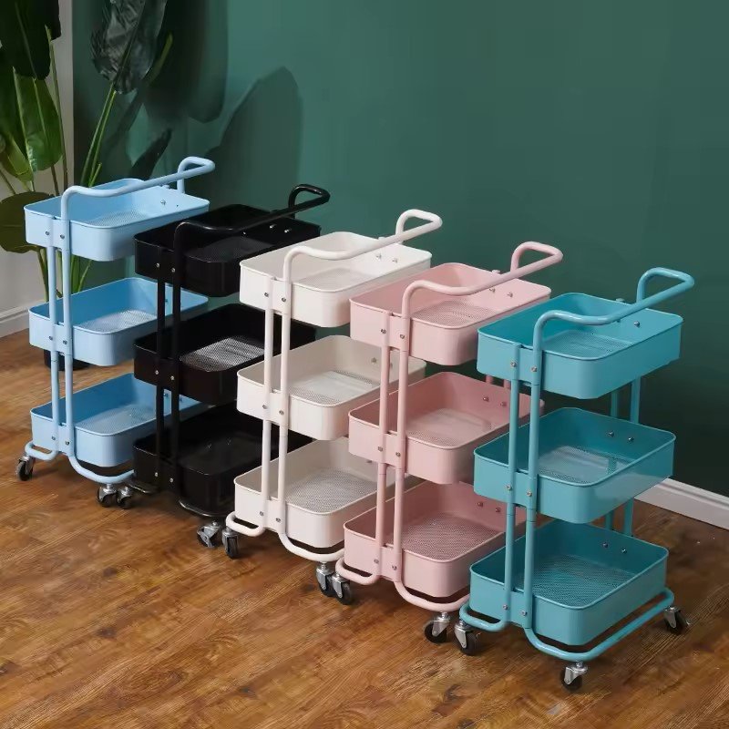 Free Sample Barber Sop Furniture Stainless Steel Styling Salon Tool Beauty Hair Salon Side Trolley with wheels and Drawers