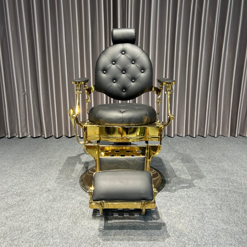 Hot sale black gold barber chair antique;Beauty fashion salon chairs for barbershop